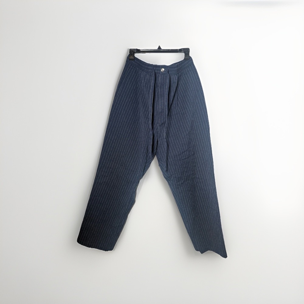 The Anthology Mens Navy Ripple Stripe Pants Italy Resortwear Cotton Size 38